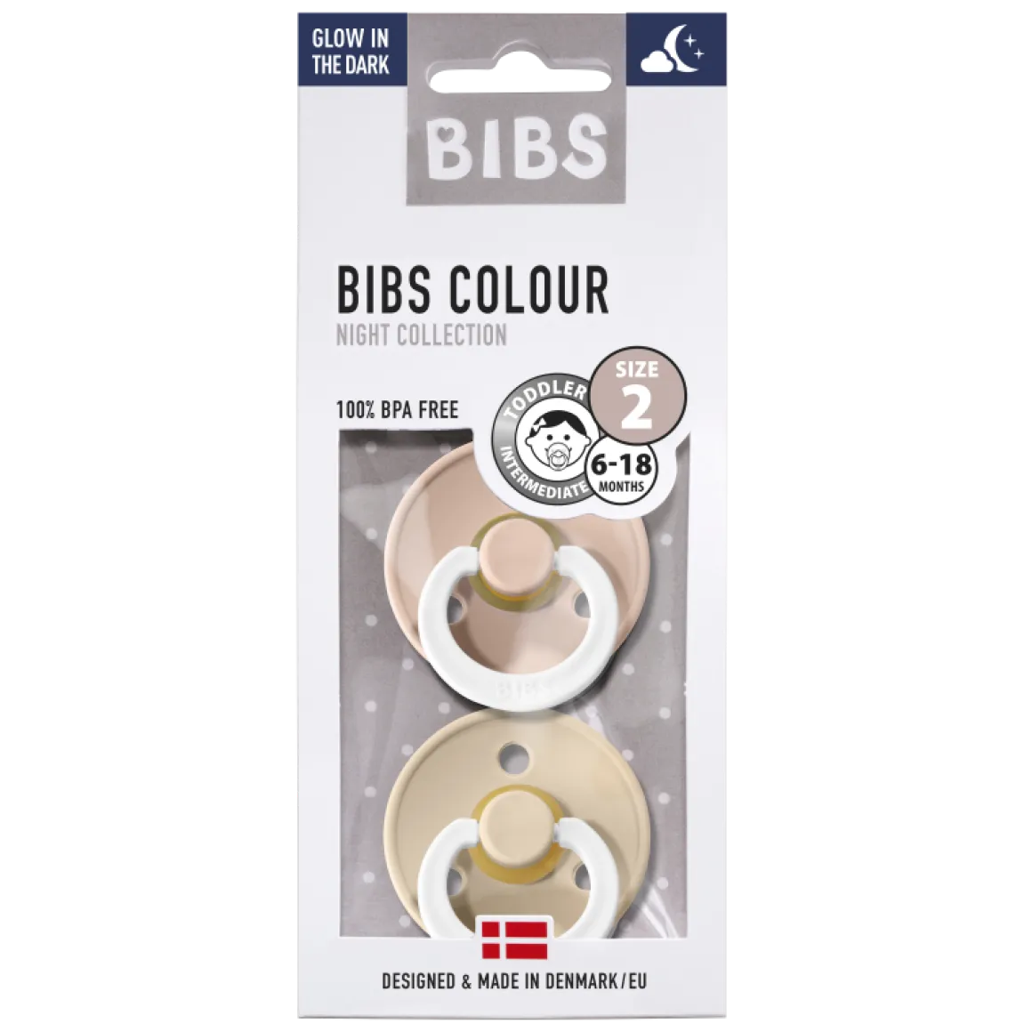 Bibs Fopspeen 2-Pack Night Maat 2 Vanilla - Blush