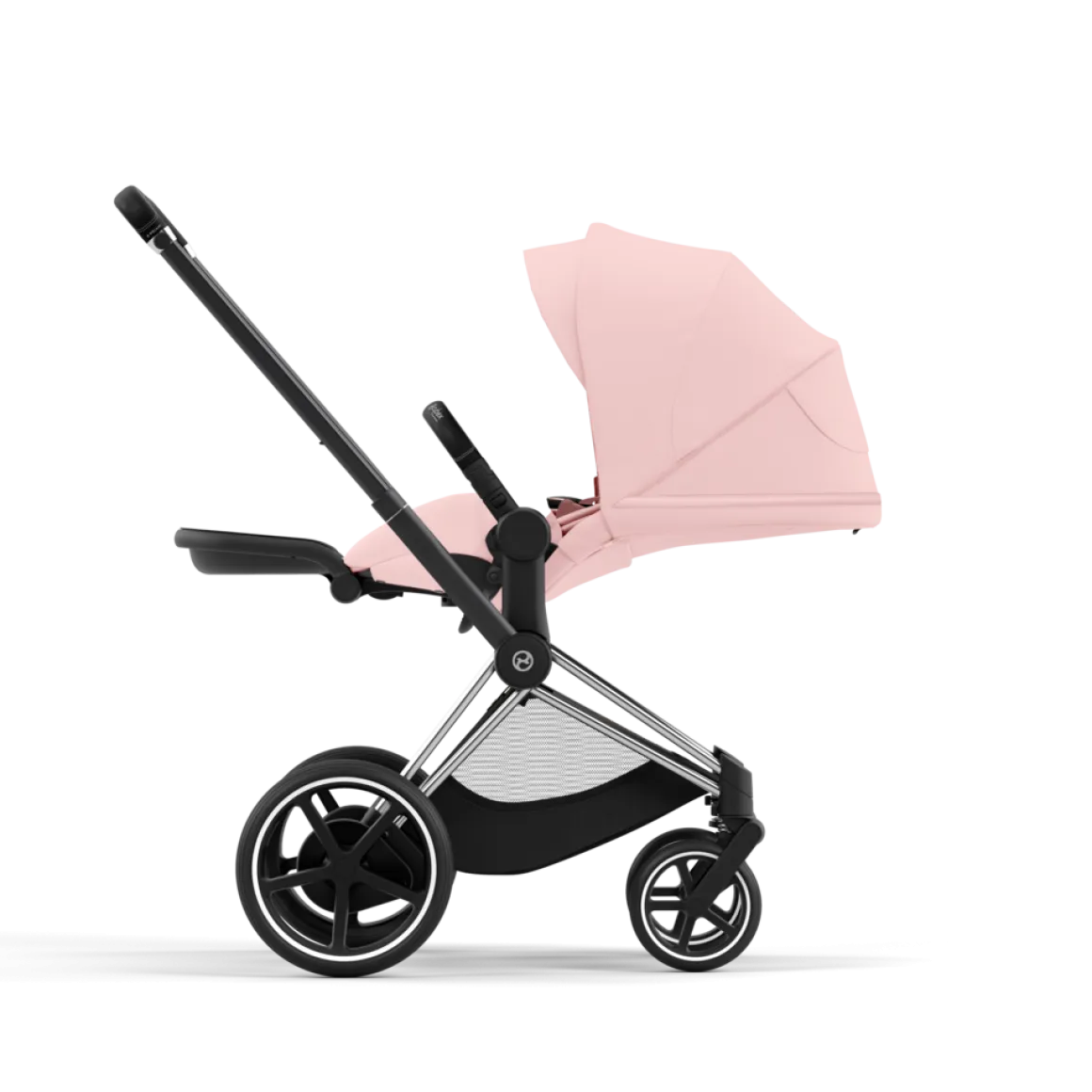 Cybex E-Priam Kinderwagen Compleet Peach Pink - Chrome Black Frame