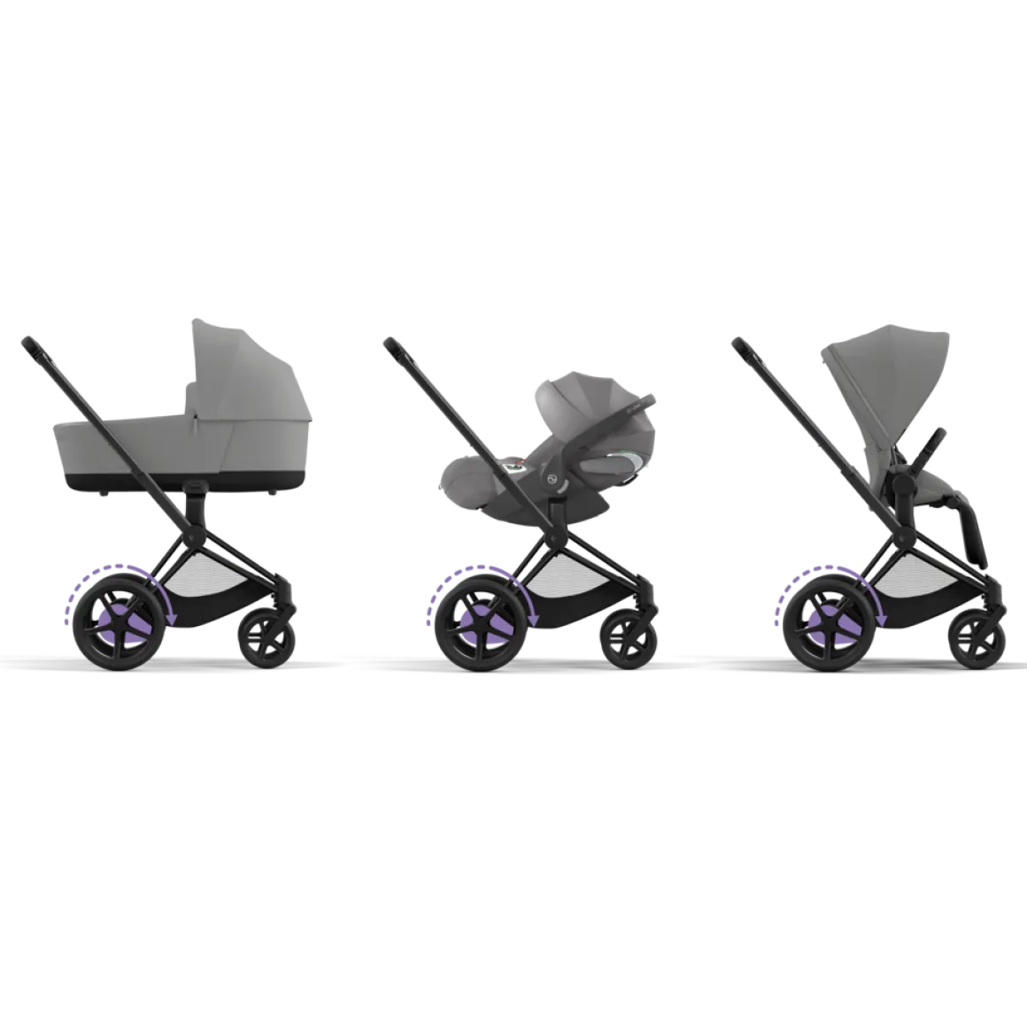 Cybex E-Priam Kinderwagen Compleet Mirage Grey - Matt Black Frame