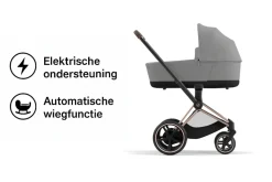 Cybex E-Priam Kinderwagen Compleet Mirage Grey - Rosegold Frame
