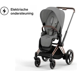 Cybex E-Priam Kinderwagen Compleet Mirage Grey - Rosegold Frame