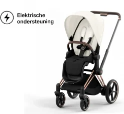 Cybex E-Priam Kinderwagen Compleet Off White - Rosegold Frame