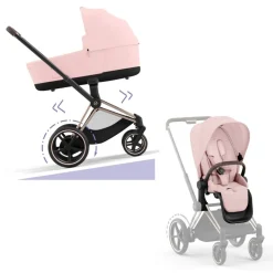 Cybex E-Priam Kinderwagen Compleet Peach Pink - Rosegold Frame