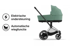 Cybex E-Priam Kinderwagen Compleet Leaf Green - Chrome Black Frame