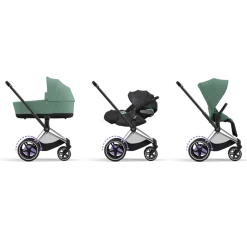 Cybex E-Priam Kinderwagen Compleet Leaf Green - Chrome Black Frame