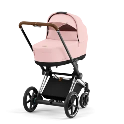 Cybex E-Priam Kinderwagen Compleet Peach Pink - Chrome Brown Frame