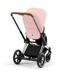 Cybex E-Priam Kinderwagen Compleet Peach Pink - Chrome Brown Frame