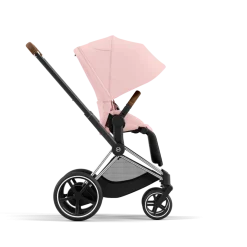 Cybex E-Priam Kinderwagen Compleet Peach Pink - Chrome Brown Frame