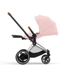 Cybex E-Priam Kinderwagen Compleet Peach Pink - Chrome Brown Frame