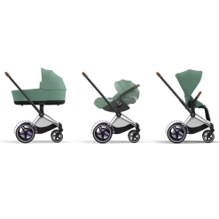 Cybex E-Priam Kinderwagen Compleet Leaf Green - Chrome Brown Frame
