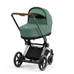 Cybex E-Priam Kinderwagen Compleet Leaf Green - Chrome Brown Frame