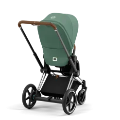 Cybex E-Priam Kinderwagen Compleet Leaf Green - Chrome Brown Frame