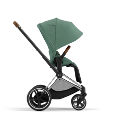 Cybex E-Priam Kinderwagen Compleet Leaf Green - Chrome Brown Frame