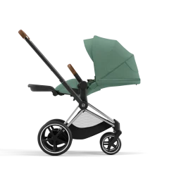 Cybex E-Priam Kinderwagen Compleet Leaf Green - Chrome Brown Frame