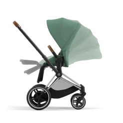 Cybex E-Priam Kinderwagen Compleet Leaf Green - Chrome Brown Frame