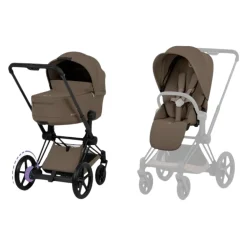 Cybex Kinderwagen e-Priam 5 Compleet Comfort Matt Black Frame - Coconut Brown