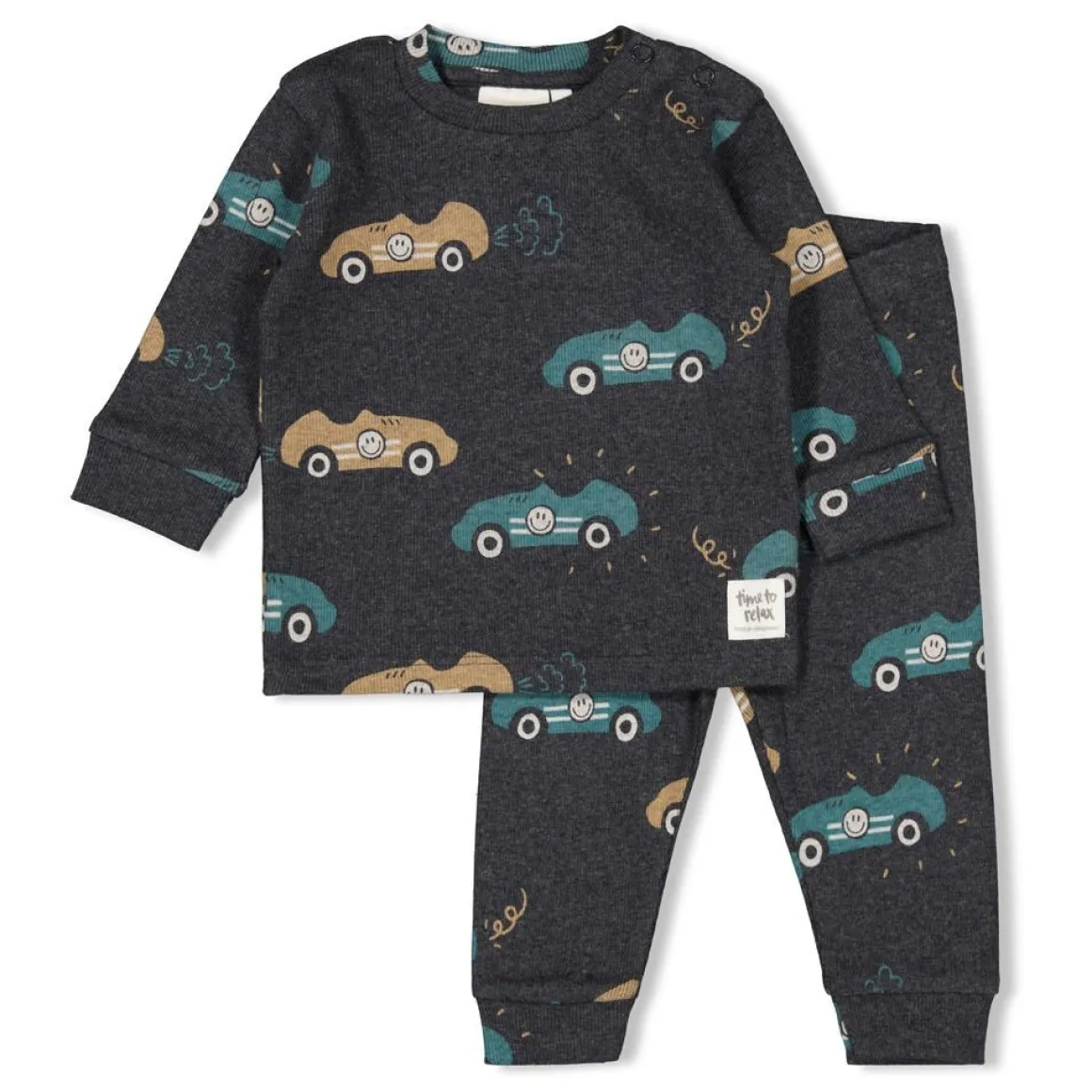 Feetje Pyjama Premium Sleepwear Ricky Racer Antraciet Melange