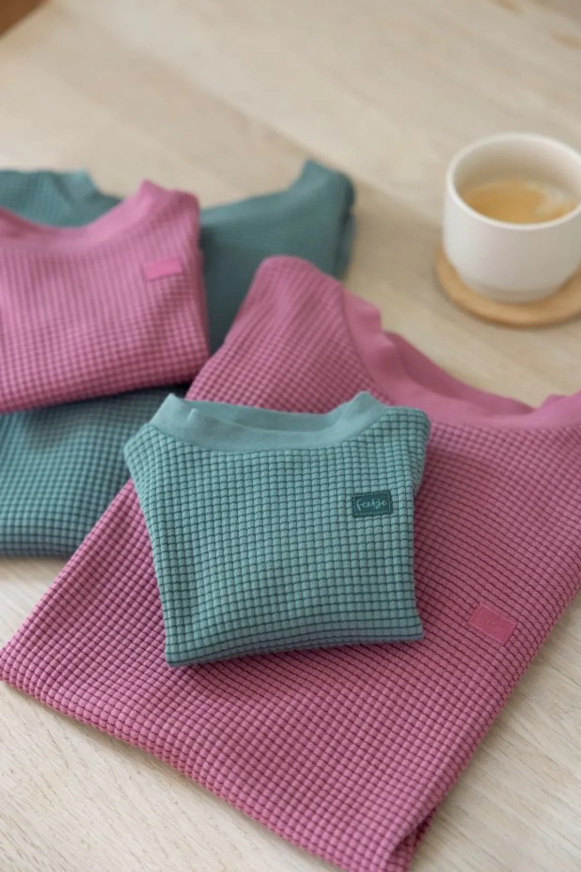 Feetje Pyjama Volwassen Wafel Zeegroen – Family Edition