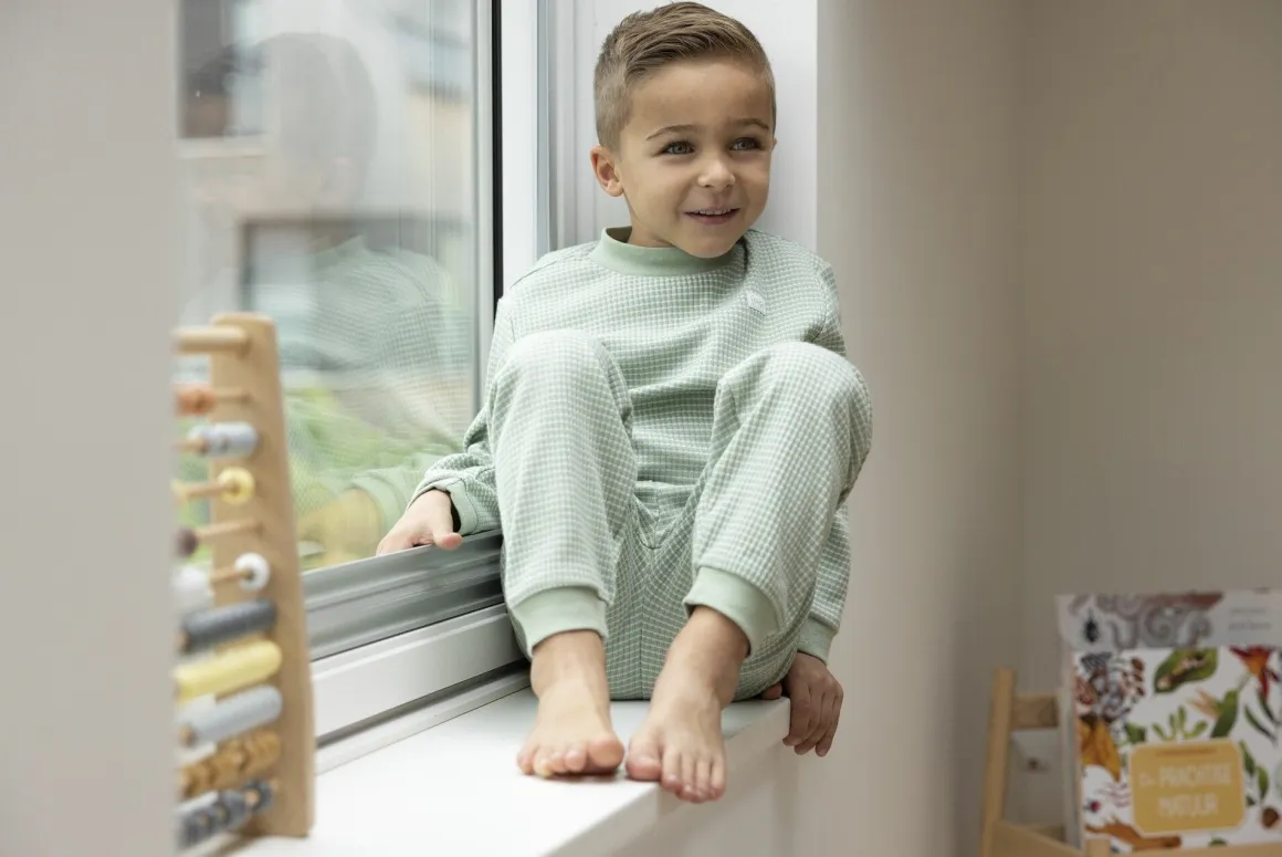 Feetje Pyjama Wafel Groen Melange