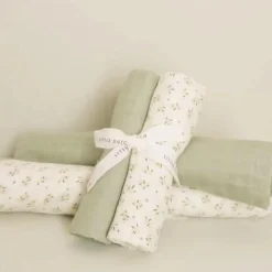 Little Dutch Swaddle Blueberry Leaves Groen 120 x 120