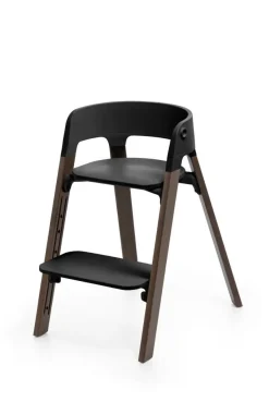 Stokke Steps Stoel Complete Set met Babyset en Tray – Black/Warm Brown
