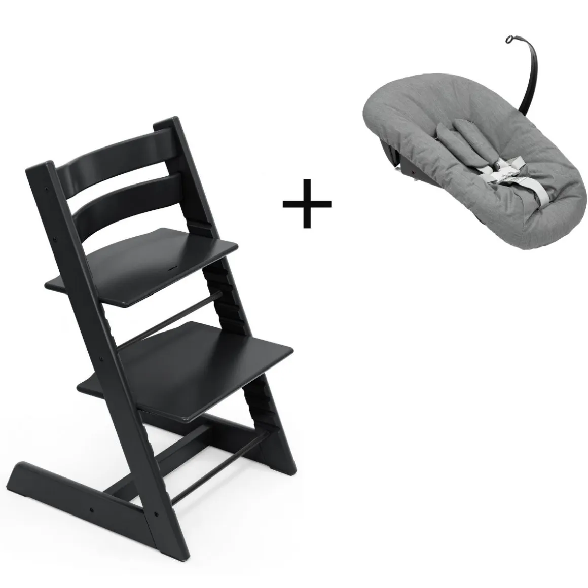 Stokke Tripp Trapp Black + Newborn Set Anthracite
