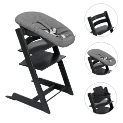 Stokke Tripp Trapp Stoel Bundel met BabySet² Black en Newborn Set Anthracite