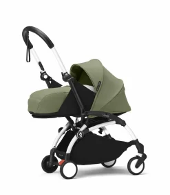 Stokke YOYO³ Kinderwagen Compleet met 0+ Newborn Pack Olive – White Frame