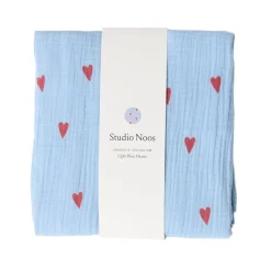 Studio Noos Swaddle Hearts Light Blue 120 x 120