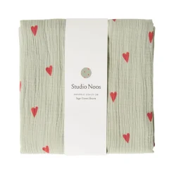 Studio Noos Swaddle Hearts Sage Green 120 x 120