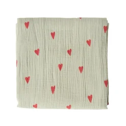 Studio Noos Swaddle Hearts Sage Green 120 x 120